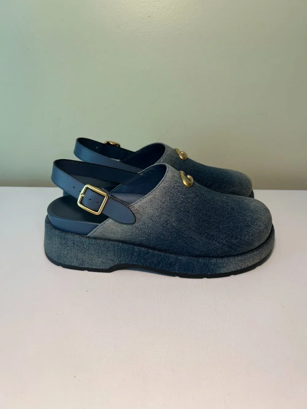 Coach Women's Sculpted C Platform Clog In Loved Denim